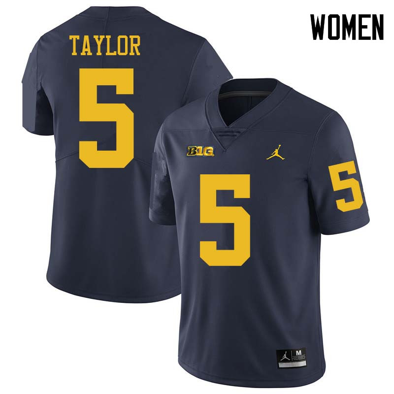 Jordan Brand Women #5 Kurt Taylor Michigan Wolverines College Football Jerseys Sale-Navy